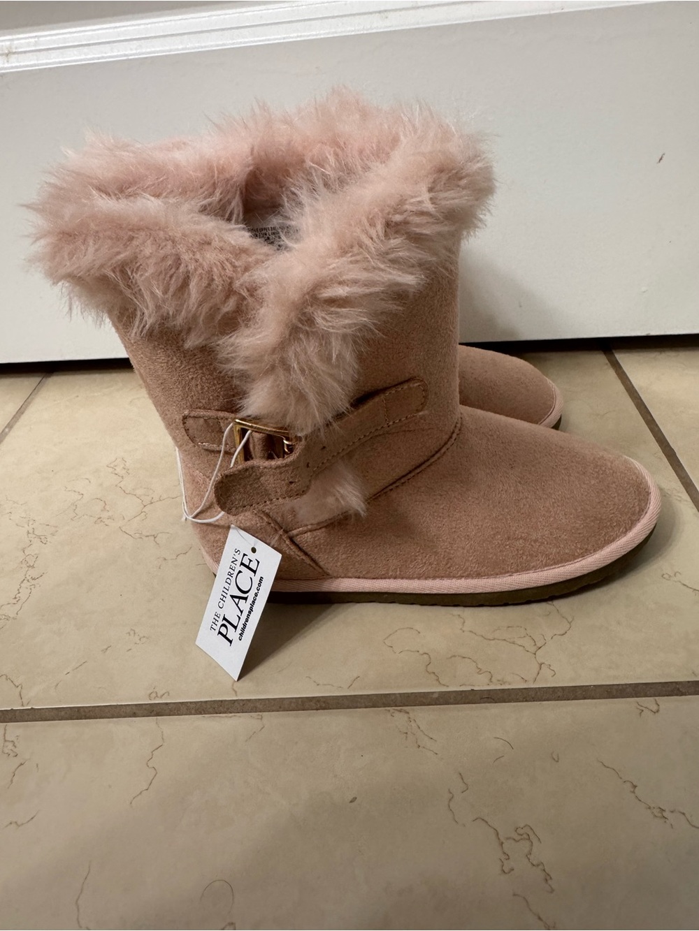 The Children's Place Blush Faux-Fur Suede Girls' Boot - Picture 3 of 7